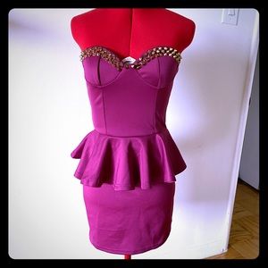Spiked Purple Sweetheart Peplum Bodycon 80’s Prom